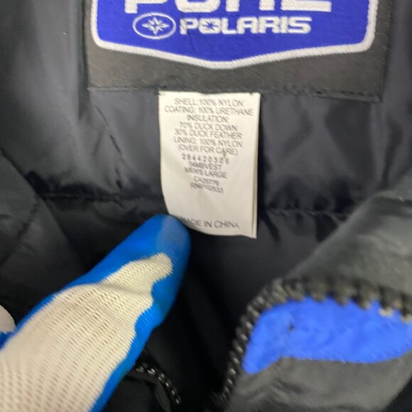 Pure Polaris Puffer Down Vest Men's Large Snowmobile Black Blue - Picture 10 of 14